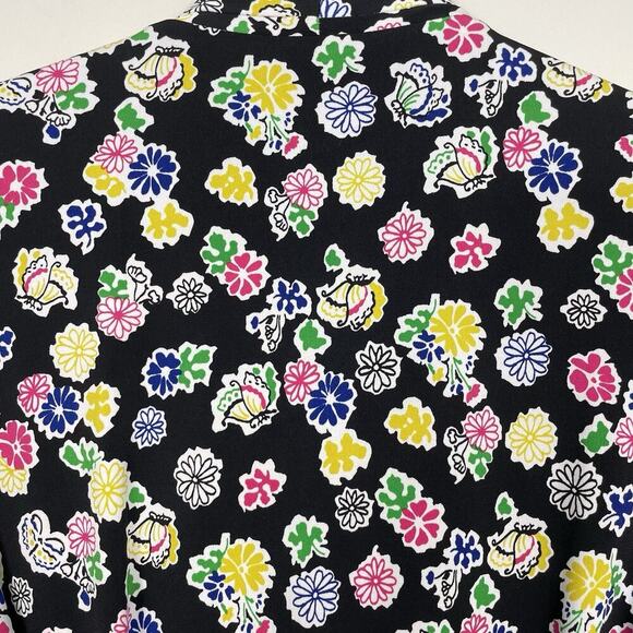 Vicky Tiel Midi Wrap Dress Size XL Black Colorful Floral Stretch Casual Career - Picture 6 of 10